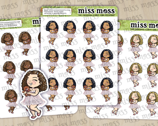 Teddy Feminine Nightie Girl Planner Journaling Stickers