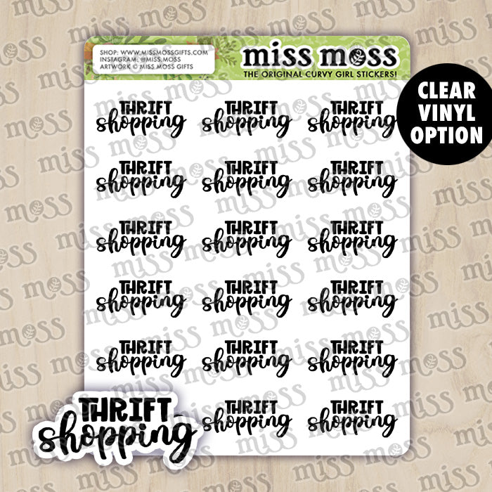 Thrift Shopping Script Lettering Stickers