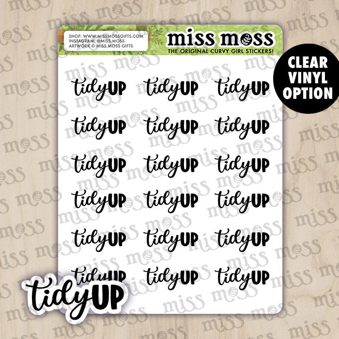 Tidy Up Script Lettering Planner Stickers