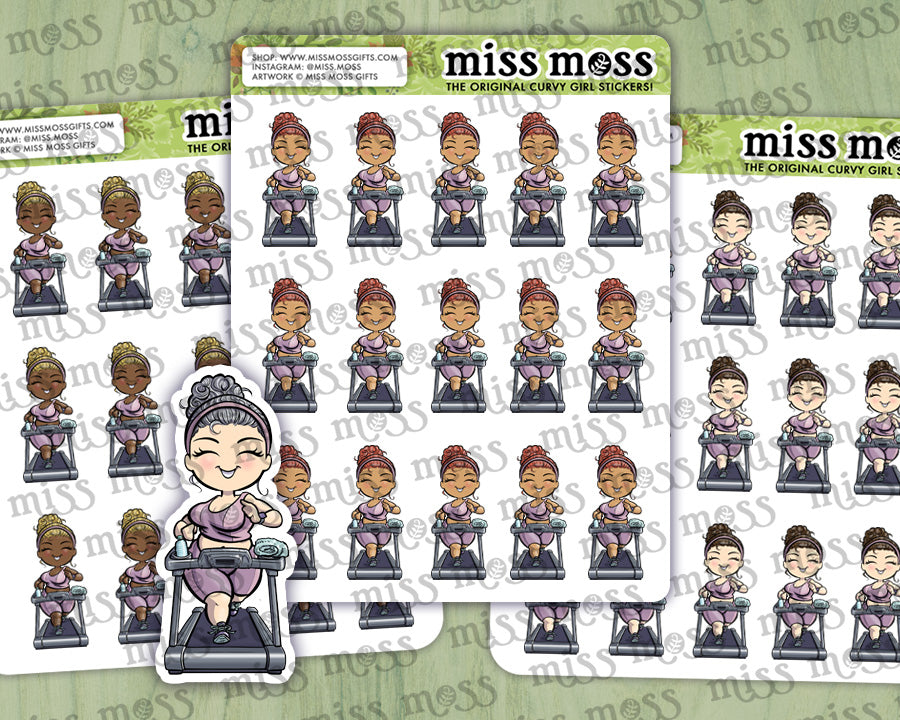 Treadmill Jogging Girl Planner Stickers
