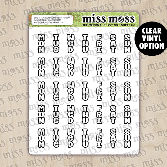 Vertical Days Hobonichi Weeks Date Cover Stickers