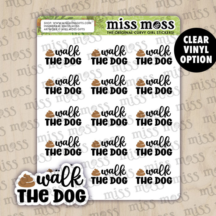 Walk The Dog Script Lettering Planner Stickers