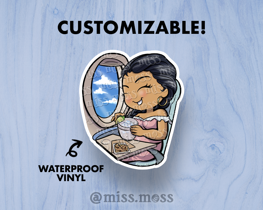 Window Seat Traveling Girl Large Vinyl Sticker