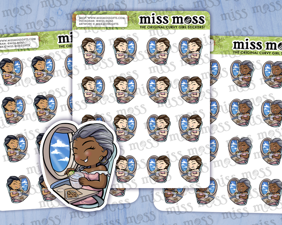 Window Seat Traveling Girl Planner Stickers