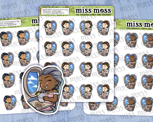 Window Seat Traveling Girl Planner Stickers