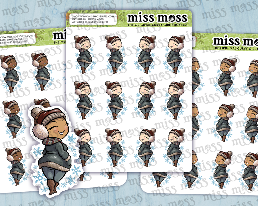 Winter Snowflake Girl Vinyl Journaling Stickers