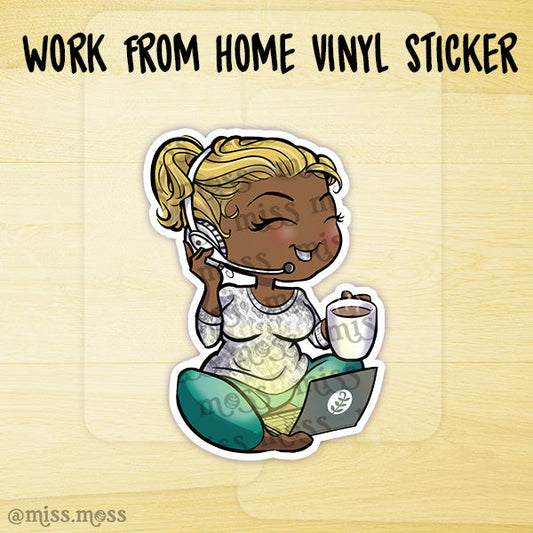JUMBO Work From Home Girl Waterproof Vinyl Sticker