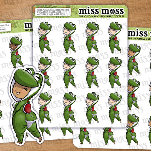 Dinosaur Onesie Girl Vinyl Planner Stickers