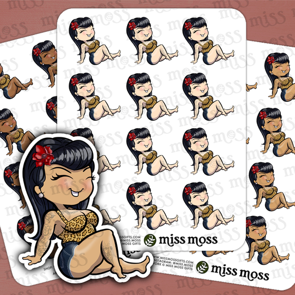 Lounging Pinup Girl Stickers - Miss Moss Gifts