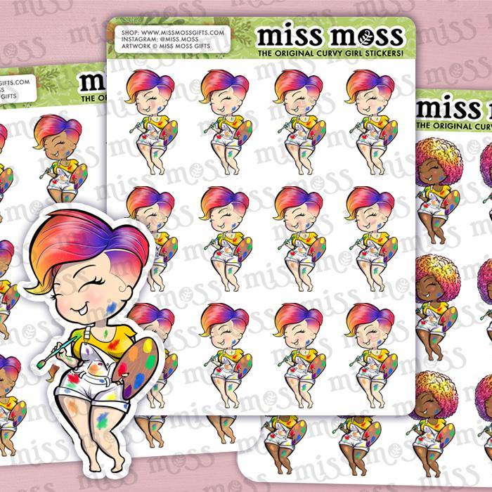 Painting Artist Girl Planner Stickers - Miss Moss Gifts