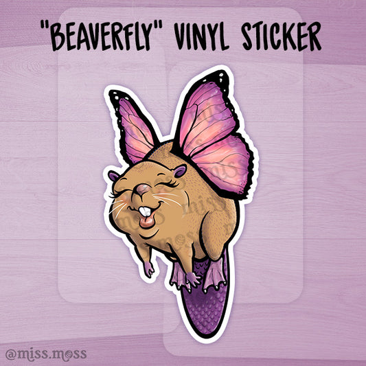 JUMBO Beaver w/ Wings "Beaverfly" Vinyl Sticker