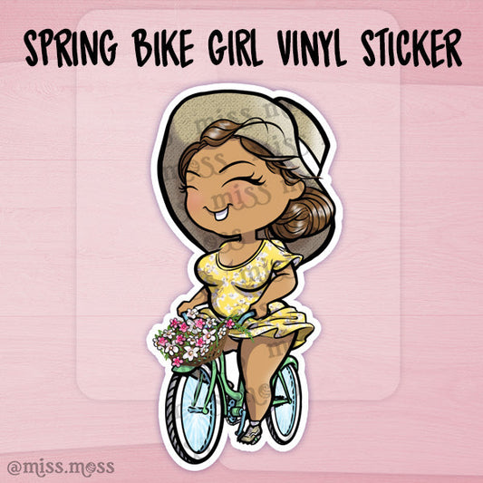 JUMBO Spring Bicycle Girl Waterproof Vinyl Sticker