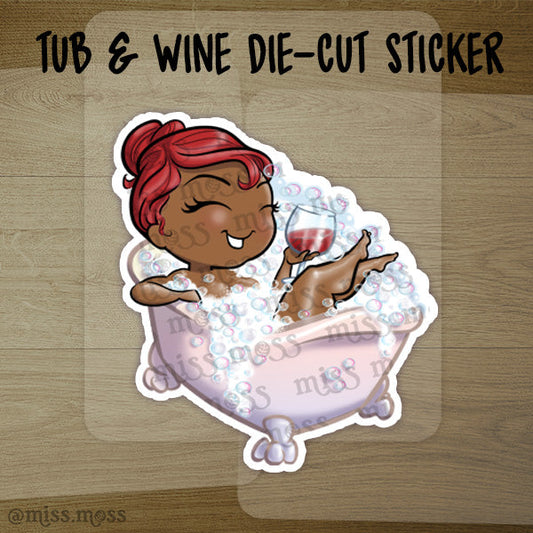 JUMBO Bubble Bath Relaxing Wine Babe Vinyl Sticker