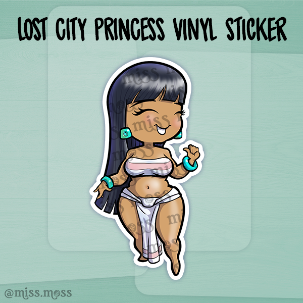Lost City Princess Large Waterproof Vinyl Sticker