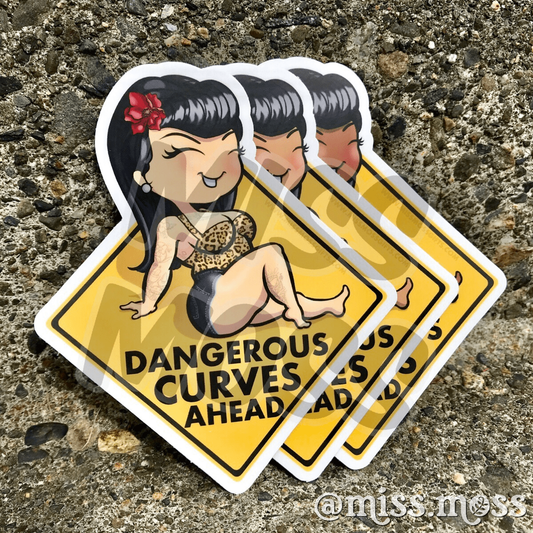 Dangerous Curves Ahead Waterproof Car Decal - Miss Moss Gifts