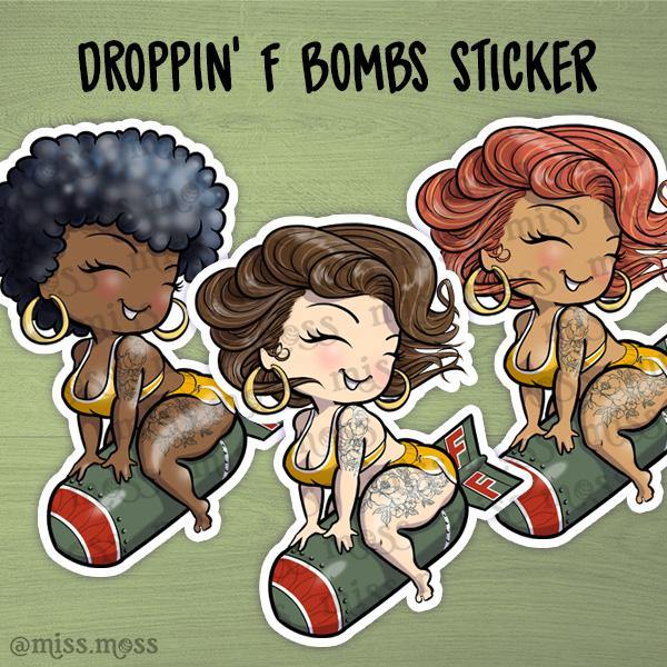 Droppin' F Bombs Die-Cut Sticker - Miss Moss Gifts