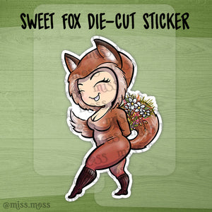 Sweet Autumn Fox Waterproof Vinyl Die Cut Sticker