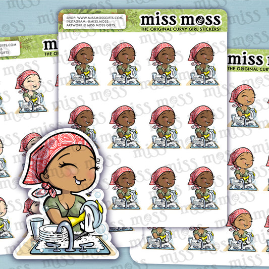 Dishwasher Chores Girl Vinyl Planner Stickers