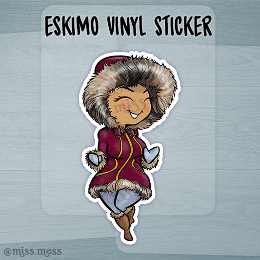 Winter Parka Curvy Girl Die-Cut Vinyl Sticker