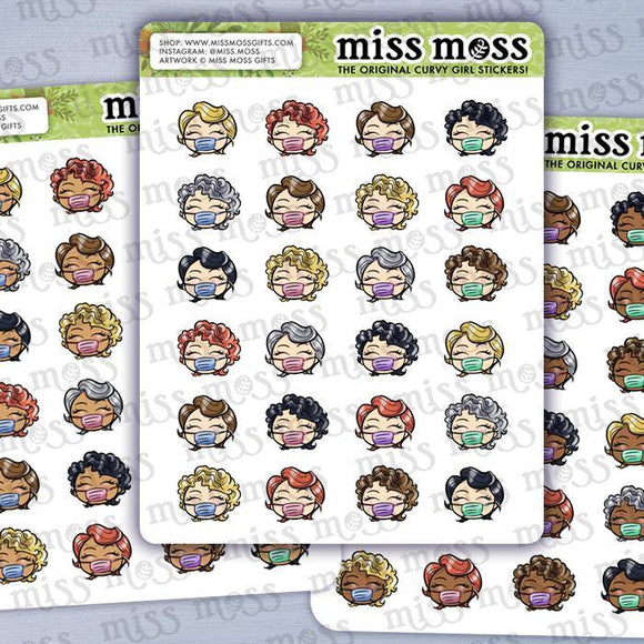 Facemask Nurse Girl Stickers - Miss Moss Gifts