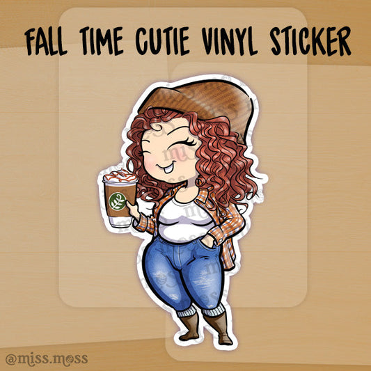 JUMBO Fall Time Autumn Girl Vinyl Sticker