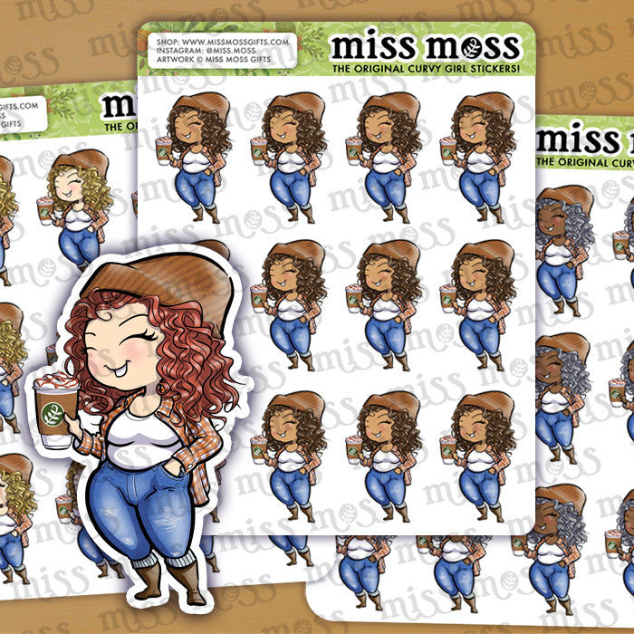 Fall Time Curvy Girl Vinyl Planner Stickers