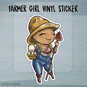 Farmer Girl Waterproof Vinyl Sticker