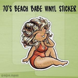 70's Beach Babe Waterproof Vinyl Sticker