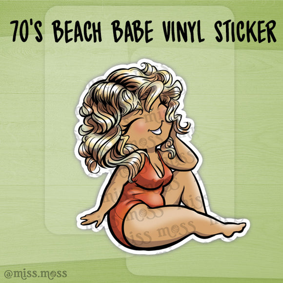 70's Beach Babe Waterproof Vinyl Sticker