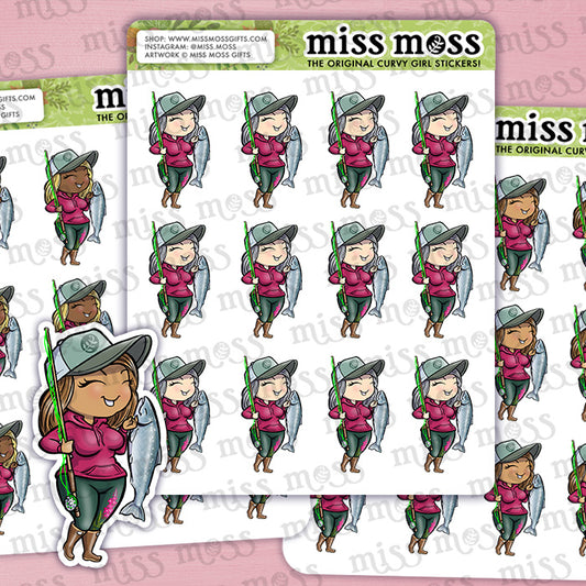 Fishing Girl Vinyl Planner Sticker Sheet