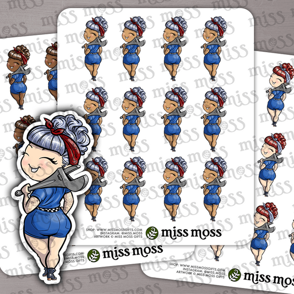 Fix It Tough Mechanic Girl Stickers - Miss Moss Gifts Planner Stickers