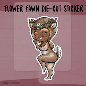 Fall Flower Fawn Waterproof Vinyl Die Cut Sticker