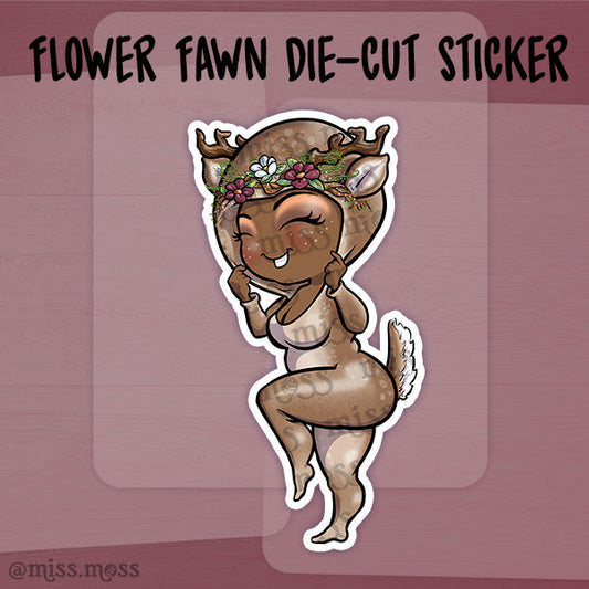 JUMBO Fall Flower Fawn Vinyl Sticker