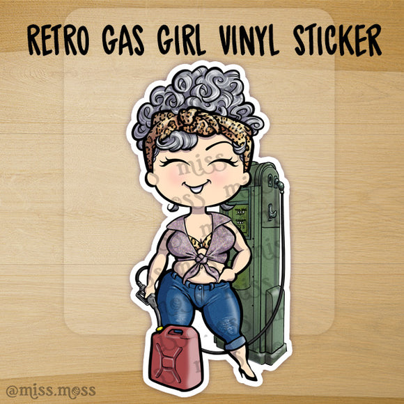 Retro Gas Girl Waterproof Vinyl Sticker