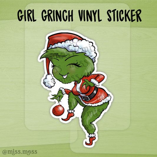 JUMBO Grinch Girl Waterproof Vinyl Sticker