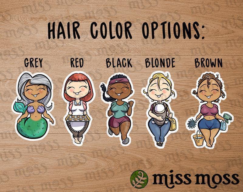 Grocery Shopping Girl Stickers, Light Skin - Miss Moss Gifts