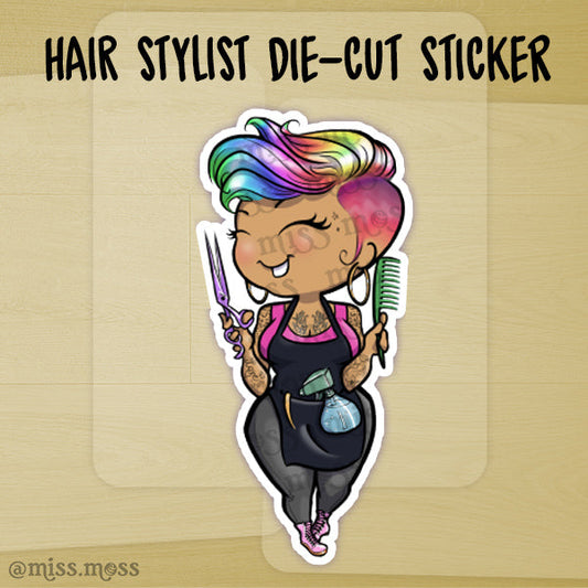 JUMBO Hair Stylist Girl Barber Vinyl Sticker