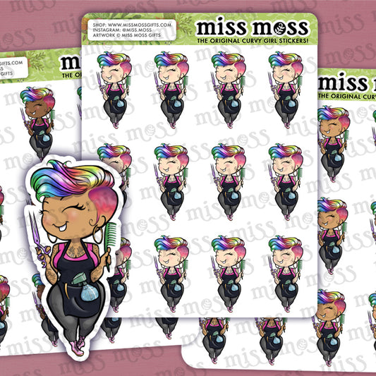 Hair Dresser Stylist Girl Barber Vinyl Planner Stickers