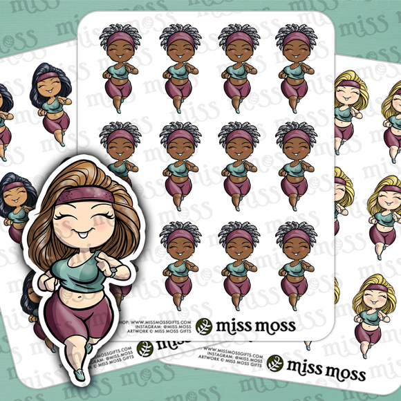 Jogging Workout Girl Planner Stickers - Miss Moss Gifts