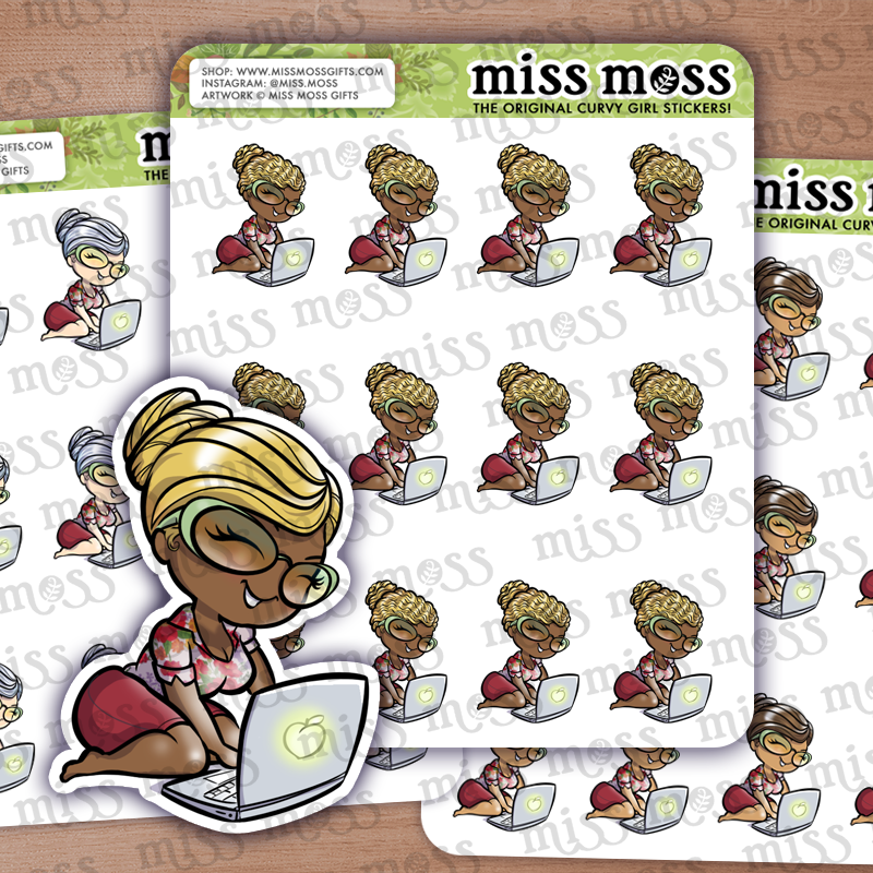 Laptop Business Girl Planner Stickers - Miss Moss Gifts
