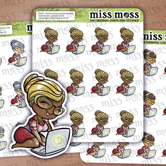 Laptop Business Girl Planner Stickers - Miss Moss Gifts