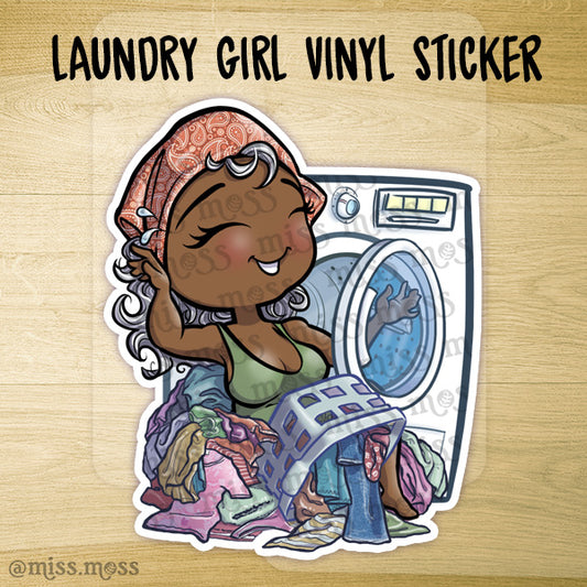 Laundry Girl Vinyl Sticker