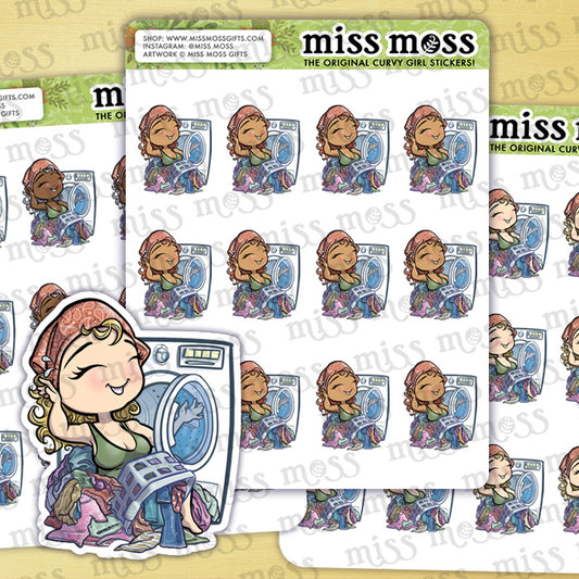 Laundry Pile Girl Vinyl Planner Stickers