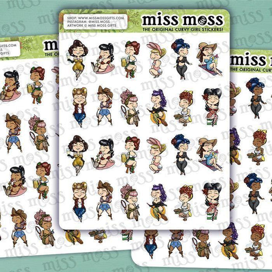 Mini Monthly Pinup Girl Stickers - Miss Moss Gifts
