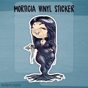 Curvy Morticia Halloween Waterproof Vinyl Sticker