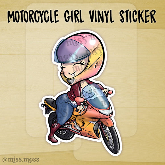 Motorcycle Girl Waterproof Vinyl Sticker