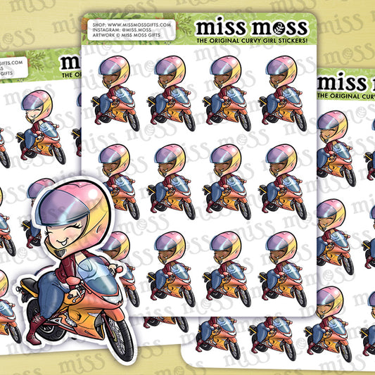 Motorcycle Girl Vinyl Planner Stickers