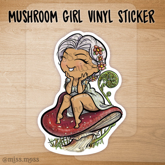 JUMBO Mushroom Girl Waterproof Vinyl Sticker