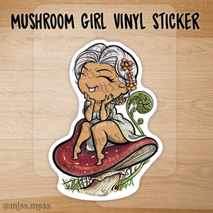 Mushroom Girl Waterproof Vinyl Sticker