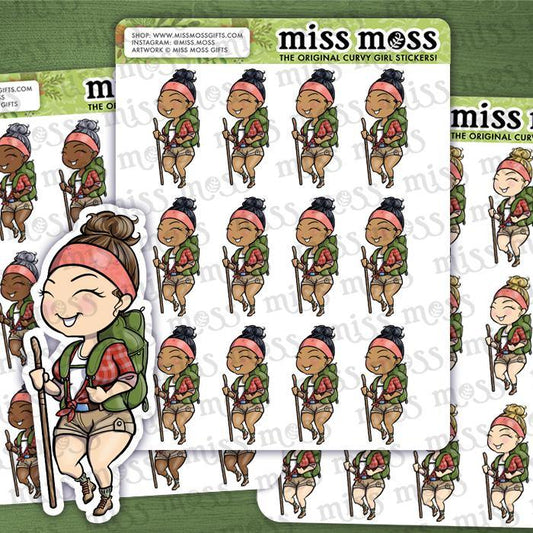 Hiking Hiker Girl Nature Lover Planner Stickers - Miss Moss Gifts